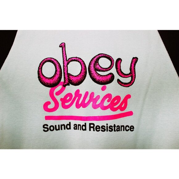 nwt OBEY Services Graphic Stevie Baby Tee in Surf Spray - Size L - Picture 4 of 14
